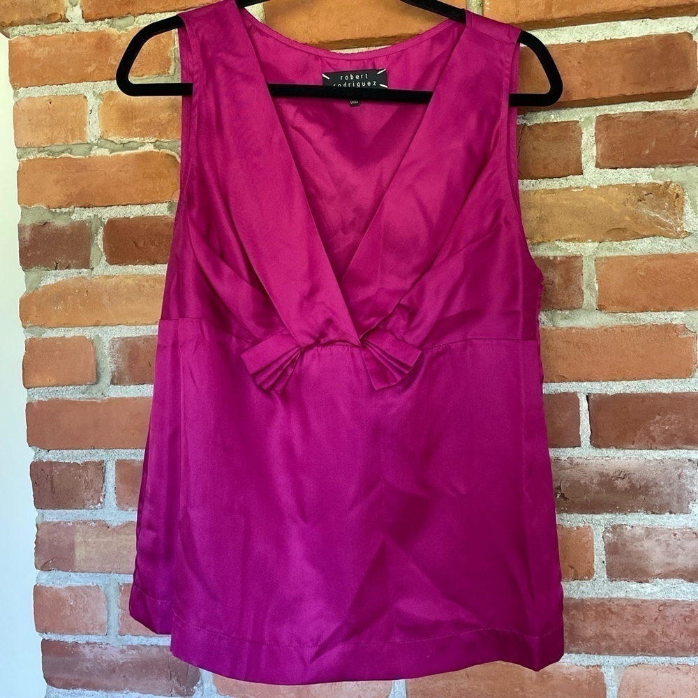 Robert Rodriguez Silk V Neck Sleeveless Blouse Tank Top